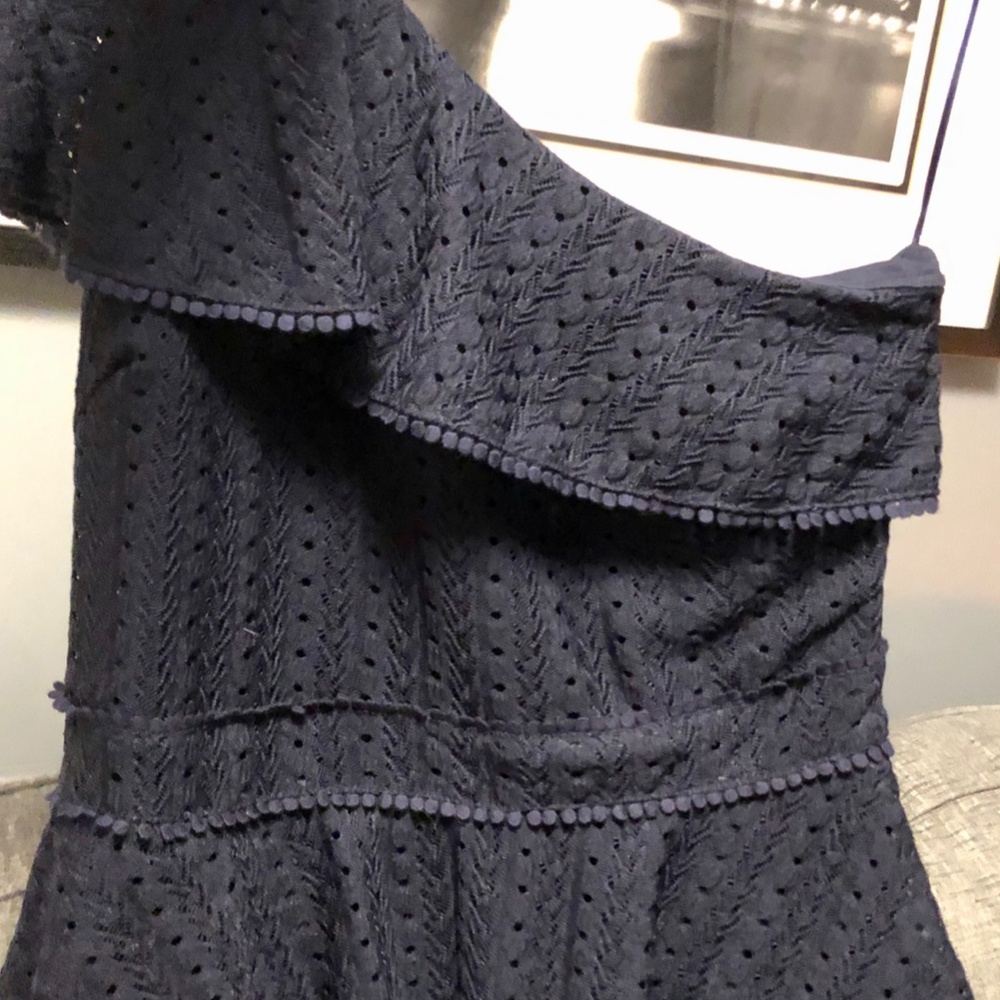 Adelyn Rae Navy Blue Ruffled Dress - Picture 2 of 4